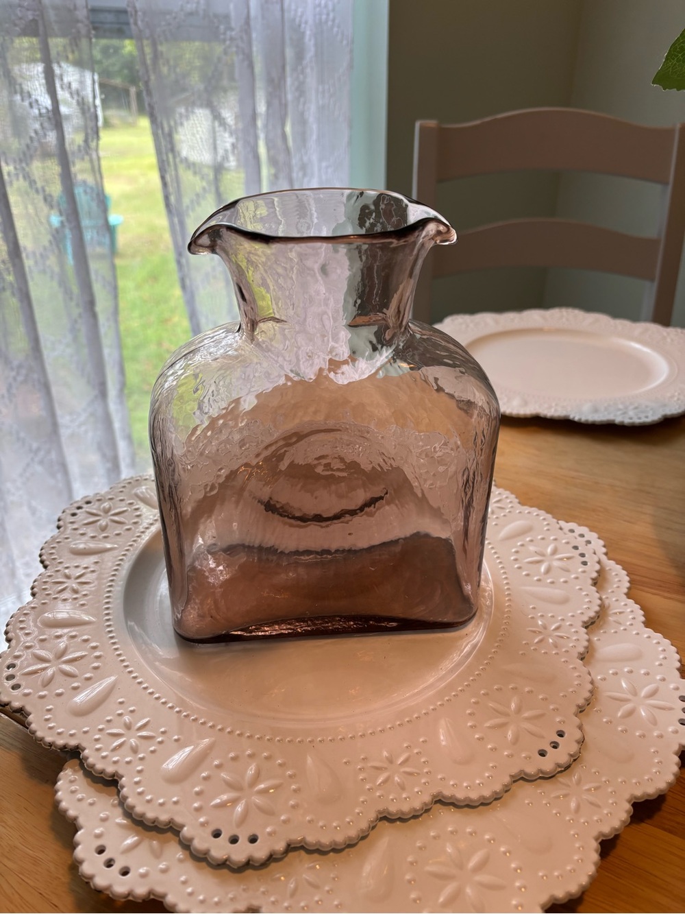 Vintage MCM Blenko Double Sided Pitcher Carafe Amethyst